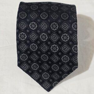 Gianni Viera Made in Italy Silk Necktie - Black Gray Geo